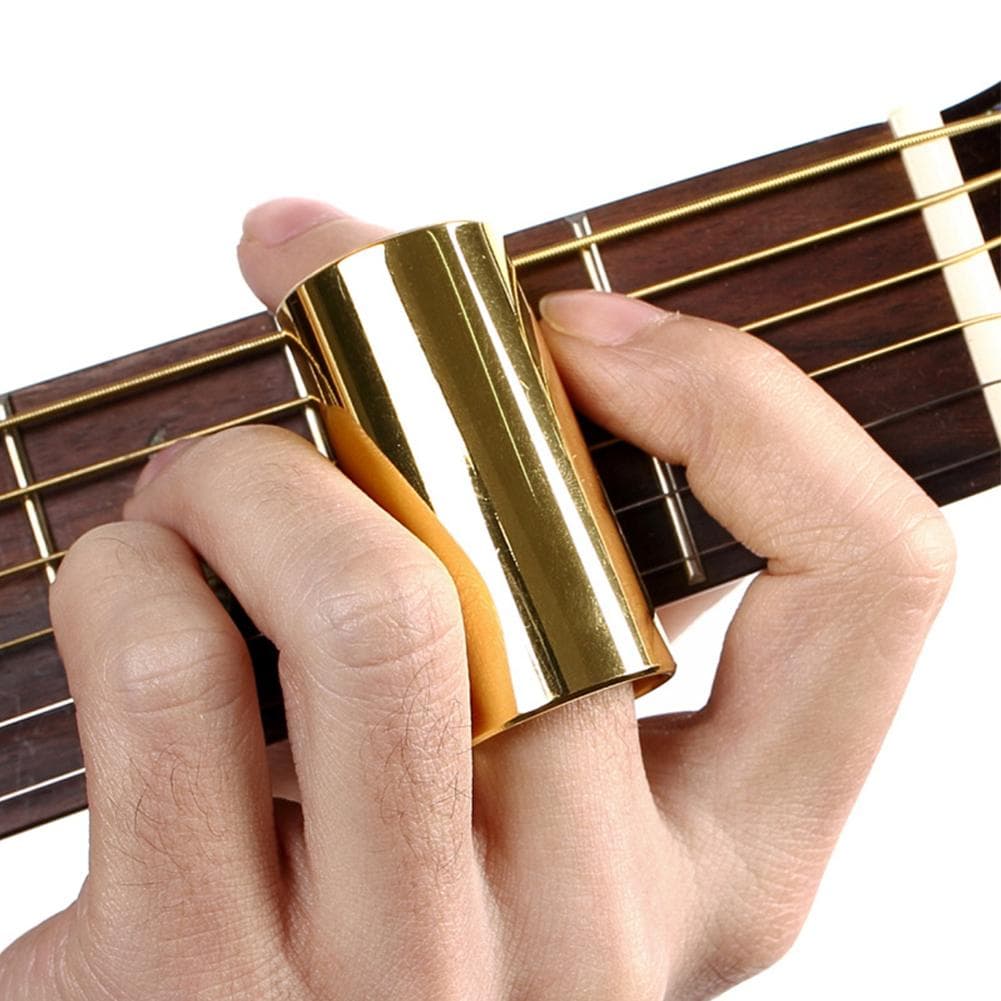 Conjunto de slides para guitarra com palhetas de polegar e dedo, slides de vidro para os dedos, slides de aço inoxidável para guitarra elétrica e
