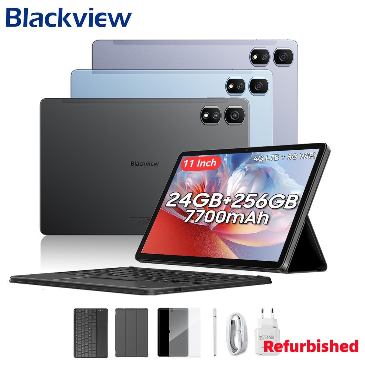 Tablet Blackview Tab 16 Pro recondicionado Android 14 24GB RAM 256GB ROM Tablet para jogos tela grande 11 polegadas azul
