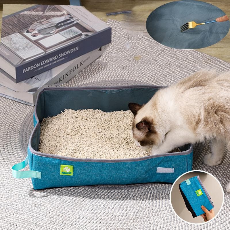 Caixa de Areia para Gatos Semi-Fechada Dobrável Portátil Impermeável Tecido Oxford Banheiro Aberto para Gatos Caixa de Areia para Gatos Suprimentos