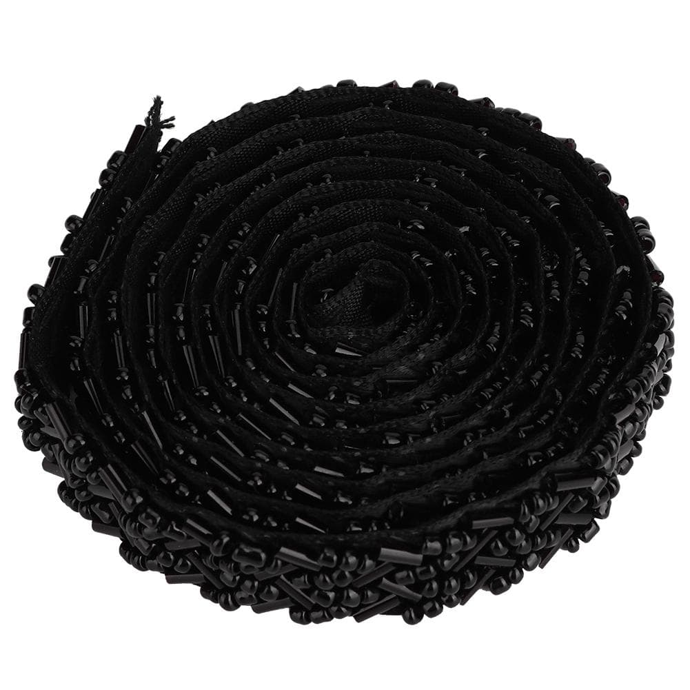 1 jarda de fita de pérola faça você mesmo roupas artesanais bordados acessórios de decoração de costura(1,5 cm Preto