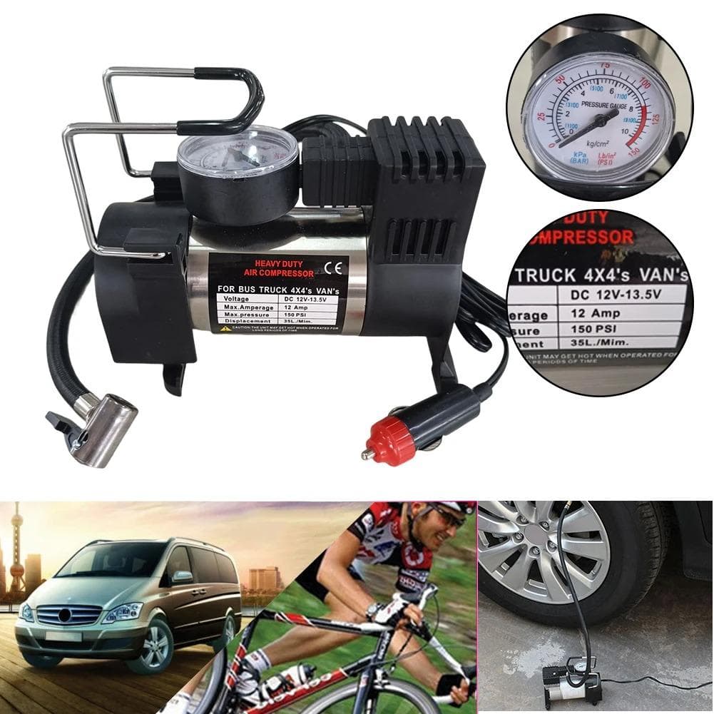 12V150psi Heavy Duty Deluxe Portátil Metal Compressor de Ar Inflador de Pneus de Carro Mini Compressor Com Display Digital Bomba Inflável preto