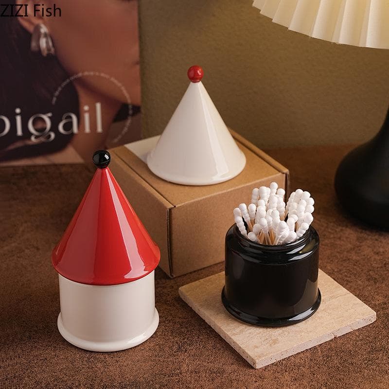 Light Luxury House Toothpick Box Decoration Table Toothpick Floss Cotton Swab Organizer Modern Home Creative Ceramic Storage Box