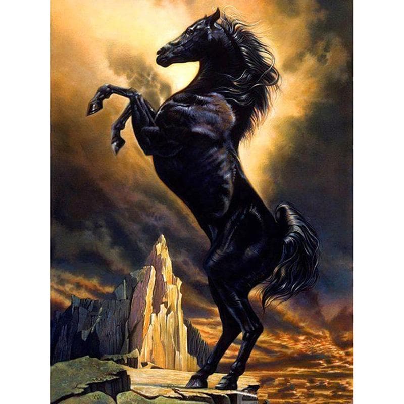 Cavalo pintura diamante animal floral redondo completo broca diamante bordado ponto cruz