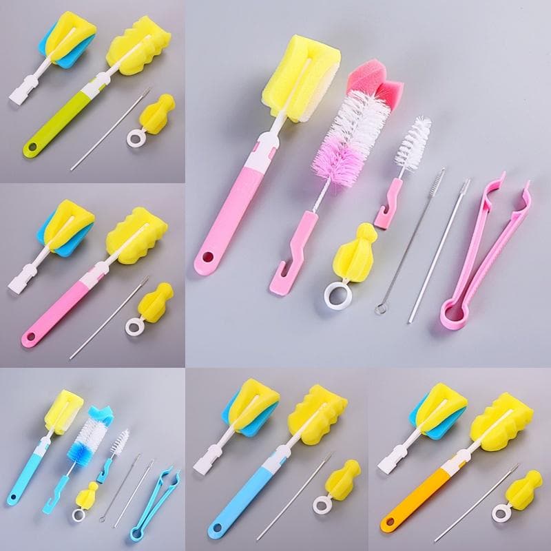 Conjunto de escova para mamadeira infantil, 4/6 unidades, esponja, vidro plástico, copo de água, garrafa de alimentação limpa
