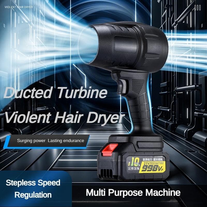 Ventilador Turbina Portátil Violento Sem Fio 21V Secador de Cabelo Elétrico de Alta Potência Regulação de Velocidade Contínua Pequeno Soprador