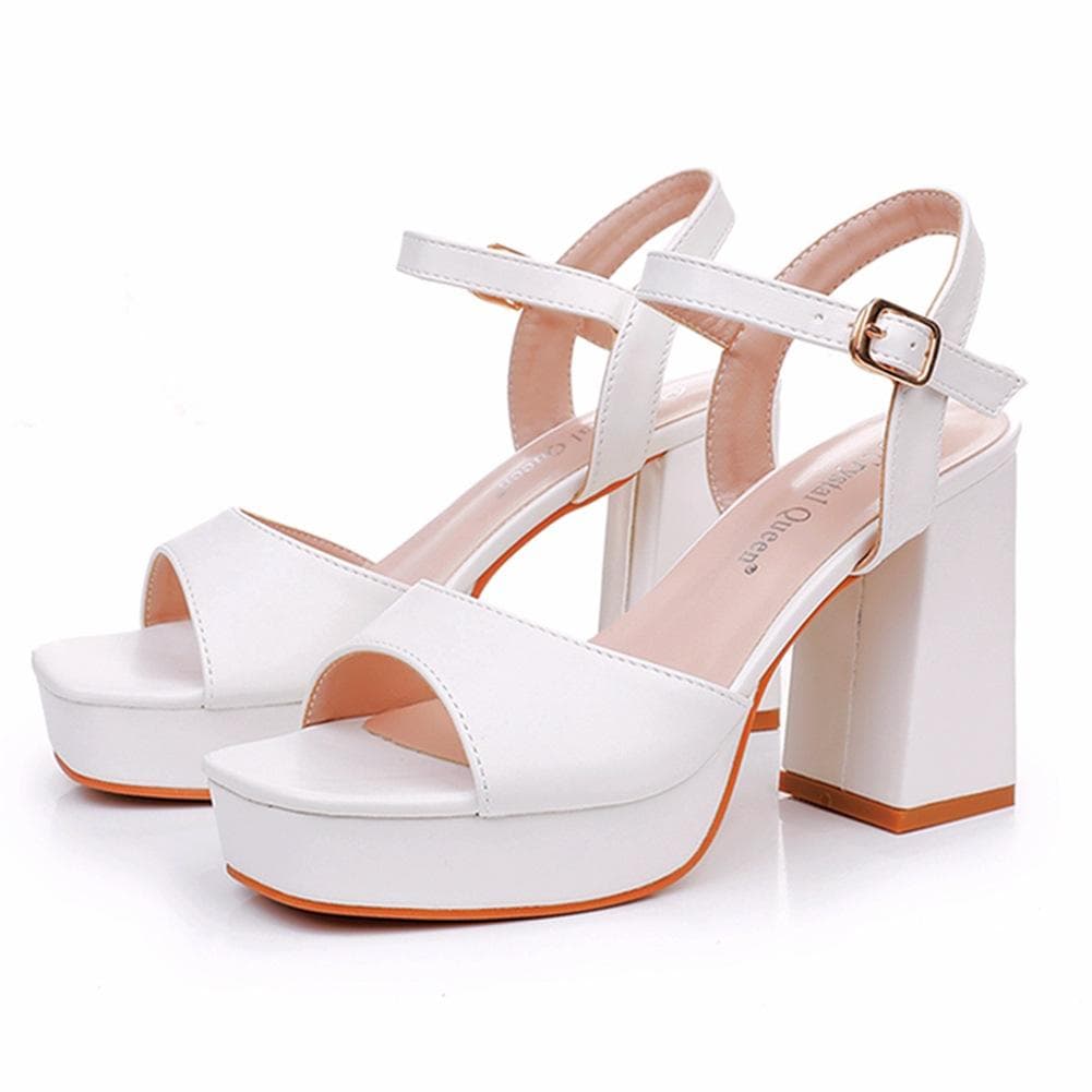 Moda Feminina Festa Noite Casamento Sapatos para Mulheres Verão Moda Feminina Plataforma Salto Super Alto Branco Bico Aberto Sandálias Tamanho