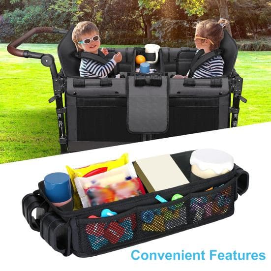 Bandeja de carrinho de bebê para Wonderfold W1/W2/W4 com 2 porta-copos, bolsos de malha múltipla, grande capacidade, tipo clip-on, organizador de