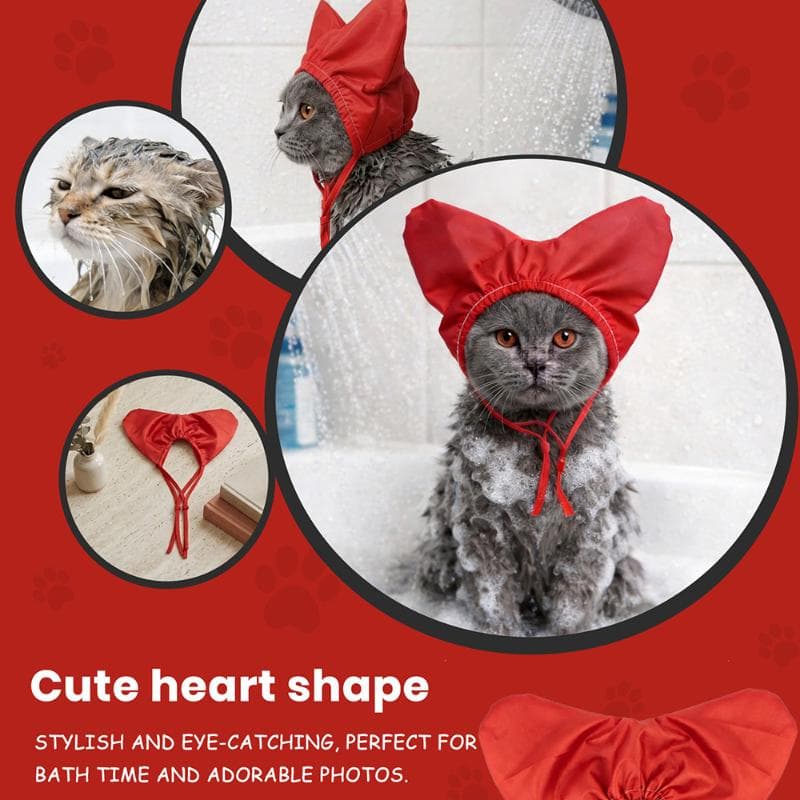 Adjustable Waterproof Love Pet Shower Cap Reusable Cute Bath Hat For Cats Puppy Grooming And Bath Time Ear Protection Ear Drops cm