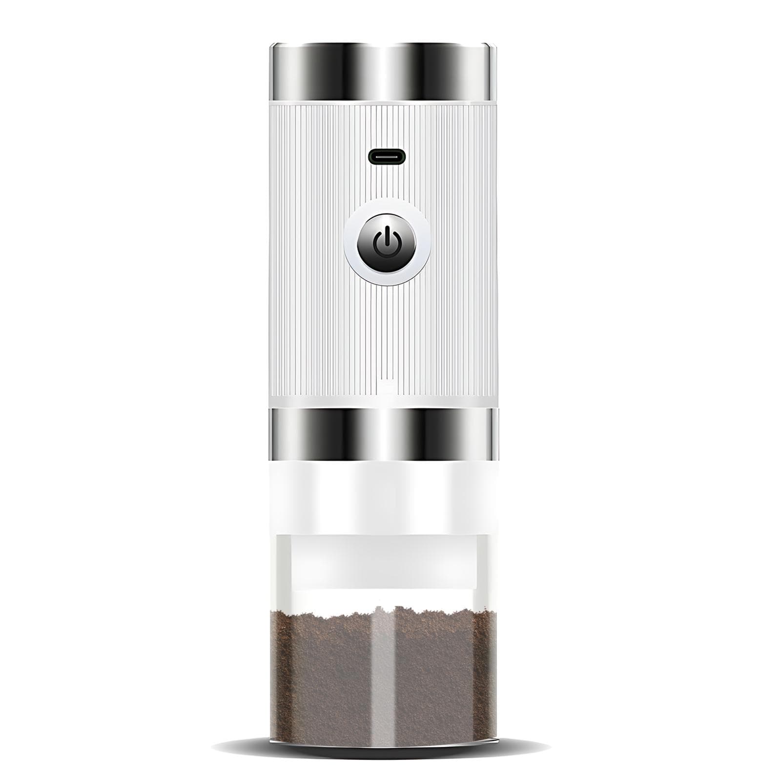 Moedor elétrico de grãos de café 5 níveis ajustável parada automática gravidade moedor de café expresso portátil branco