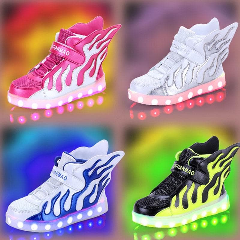 Crianças led sapatos luminosos meninos meninas luzes de carregamento usb meninos e meninas flash sapatos esportivos sapatos esportivos de alta