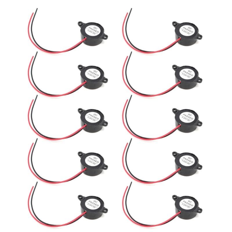 Pacote com 10 peças SFM-20B Buzzers Eletrônicos DC3-24V Sirene Sonora de Alarme Piezoelétrica 87dB com Cabo para Projetos de Circuito