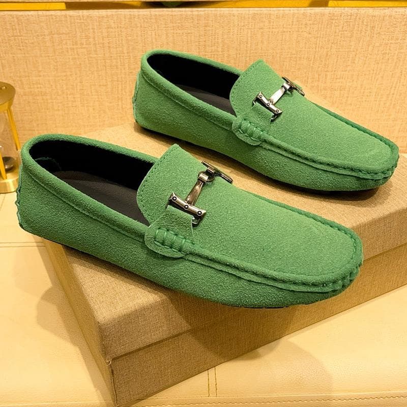 Moda Camurça Couro Casual Slip on Sapato Confortáveis Mocassins Feitos à Mão para Homens Tendência de Moda Sapatos de Condução Masculinos