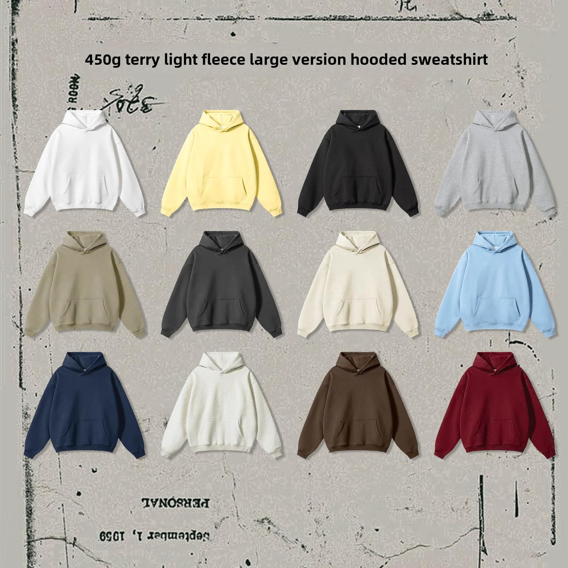 Moletom Terry 450G Marca de Moda Masculina - Modelagem Solta Juvenil, Coleção Outono/Inverno 2024 cm amarelo