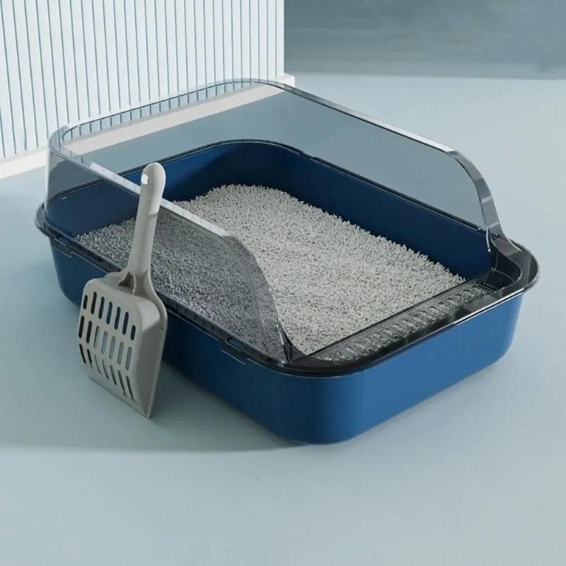 Caixa de areia para gatos semi-fechada, acessórios para animais de estimação, caixa de areia de plástico aberta, anti-respingo, vaso sanitário