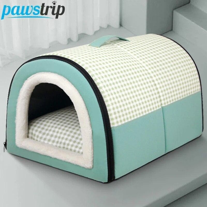 Cama de cachorro quente fechada para cães pequenos e médios dobrável à prova d'água casa de caverna de cachorro removível cesta de ninho de gato
