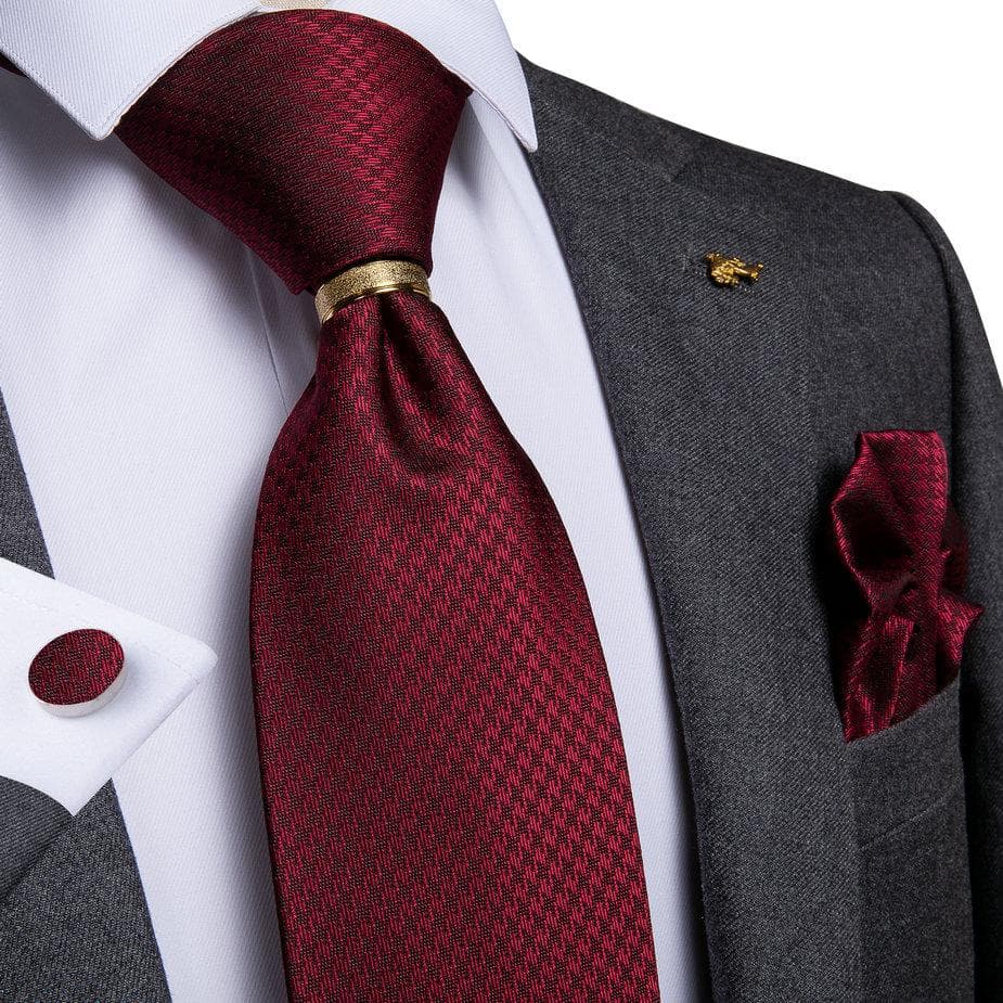 Conjunto de gravata masculina de cor sólida, lenço de seda, abotoaduras, anel de liga, gravata formal de casamento para homens cm