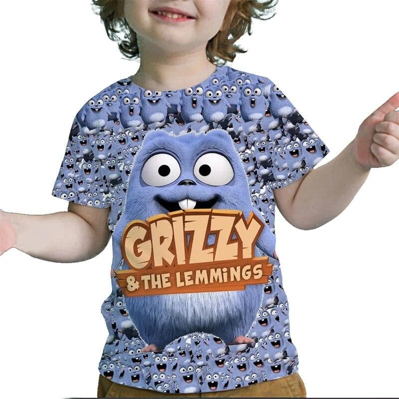 Crianças grizzy e os lemmings 3d impressão t camisas crianças dos desenhos animados camisetas da criança meninos meninas anime camisetas