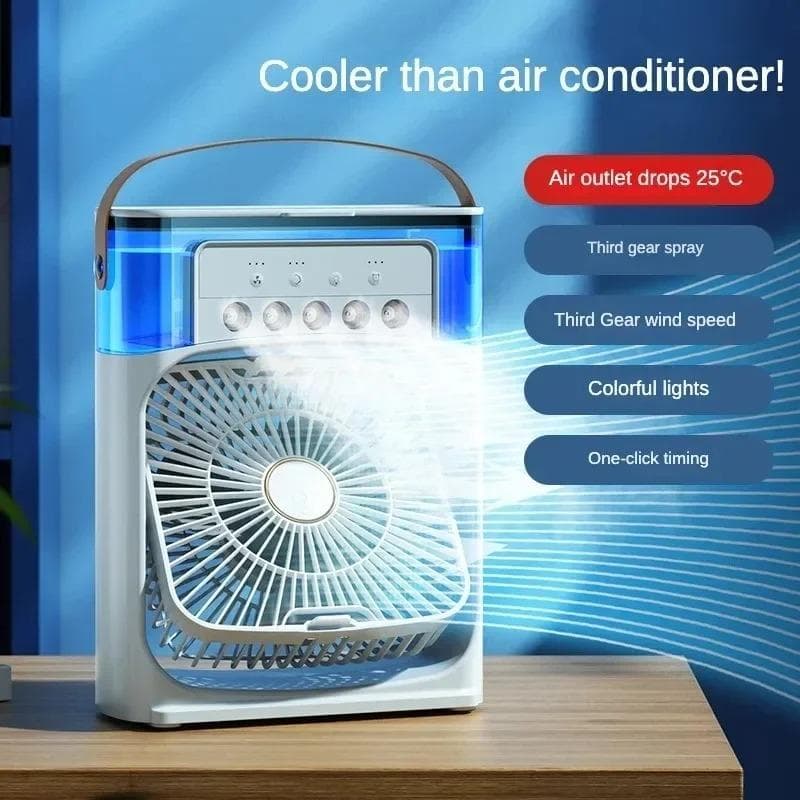 Umidificador portátil 3 em 1, ventilador de ar condicionado, refrigerador pequeno doméstico, ajuste de ar de hidrorresfriamento, ventiladores de 3