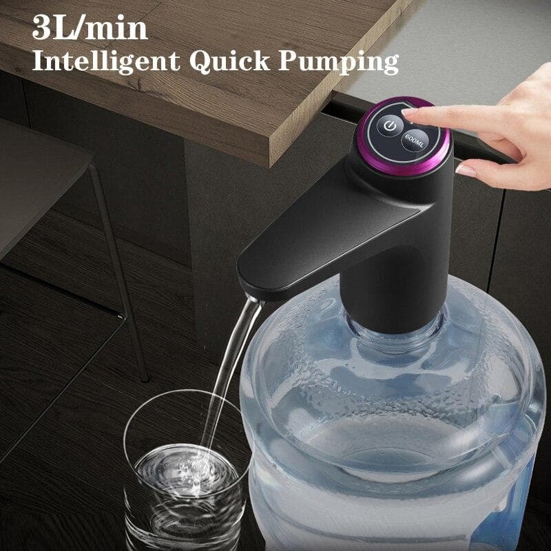Bomba de água elétrica sem fio em barril, dispensador automático de água purificada pressurizada inteligente, bomba tipo barril simples preto