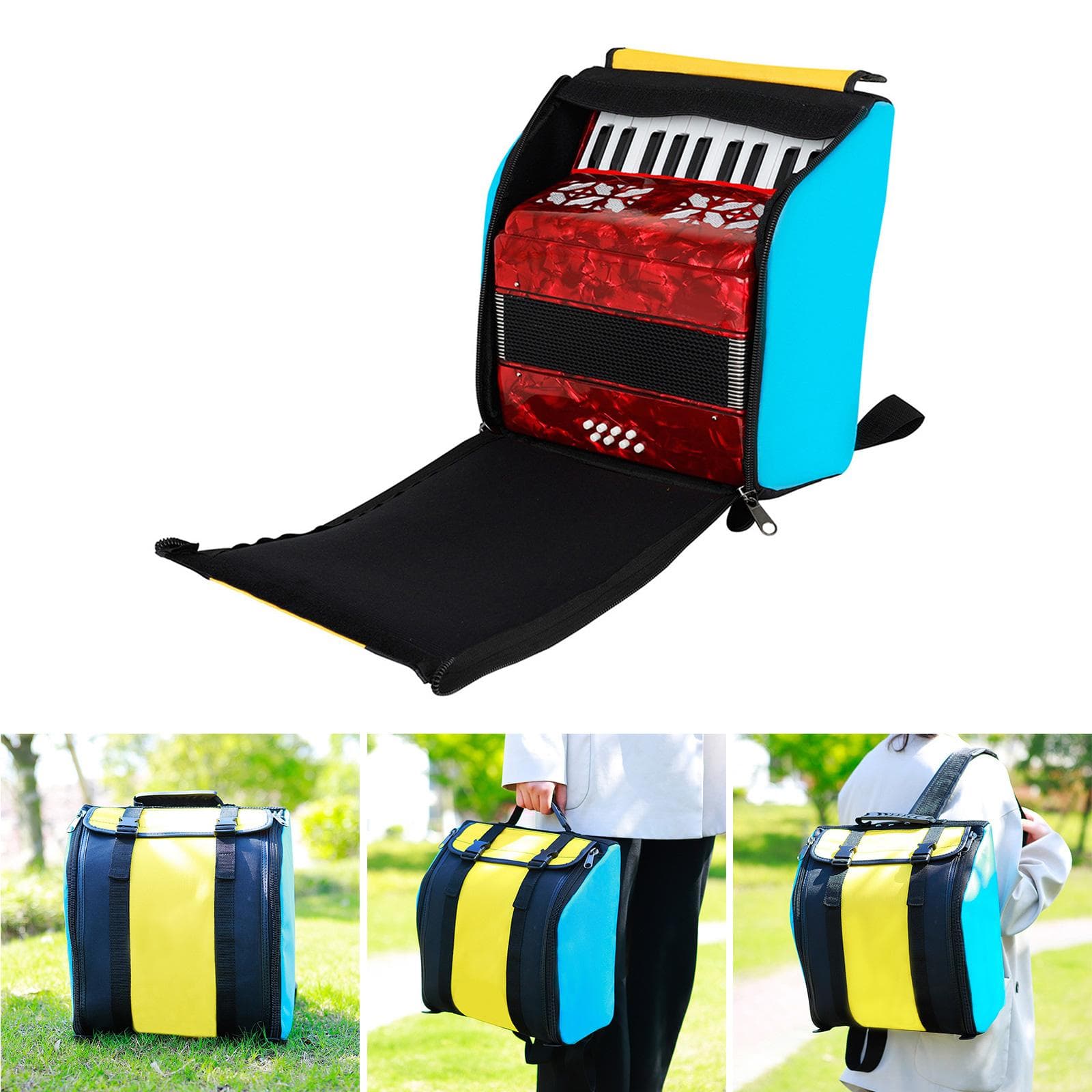 Bolsa para acordeão Accordian Gig Pouch Mochila 8 Baixos 22 Teclas Bolsa para acordeão diatônico Estojo para acordeão à prova d'água para