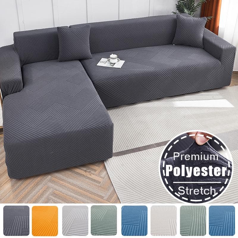 Capas elásticas para sofás em jacquard, cor sólida, à prova de poeira, em forma de L, protetor de sofá para sala de estar, escritório, capas de