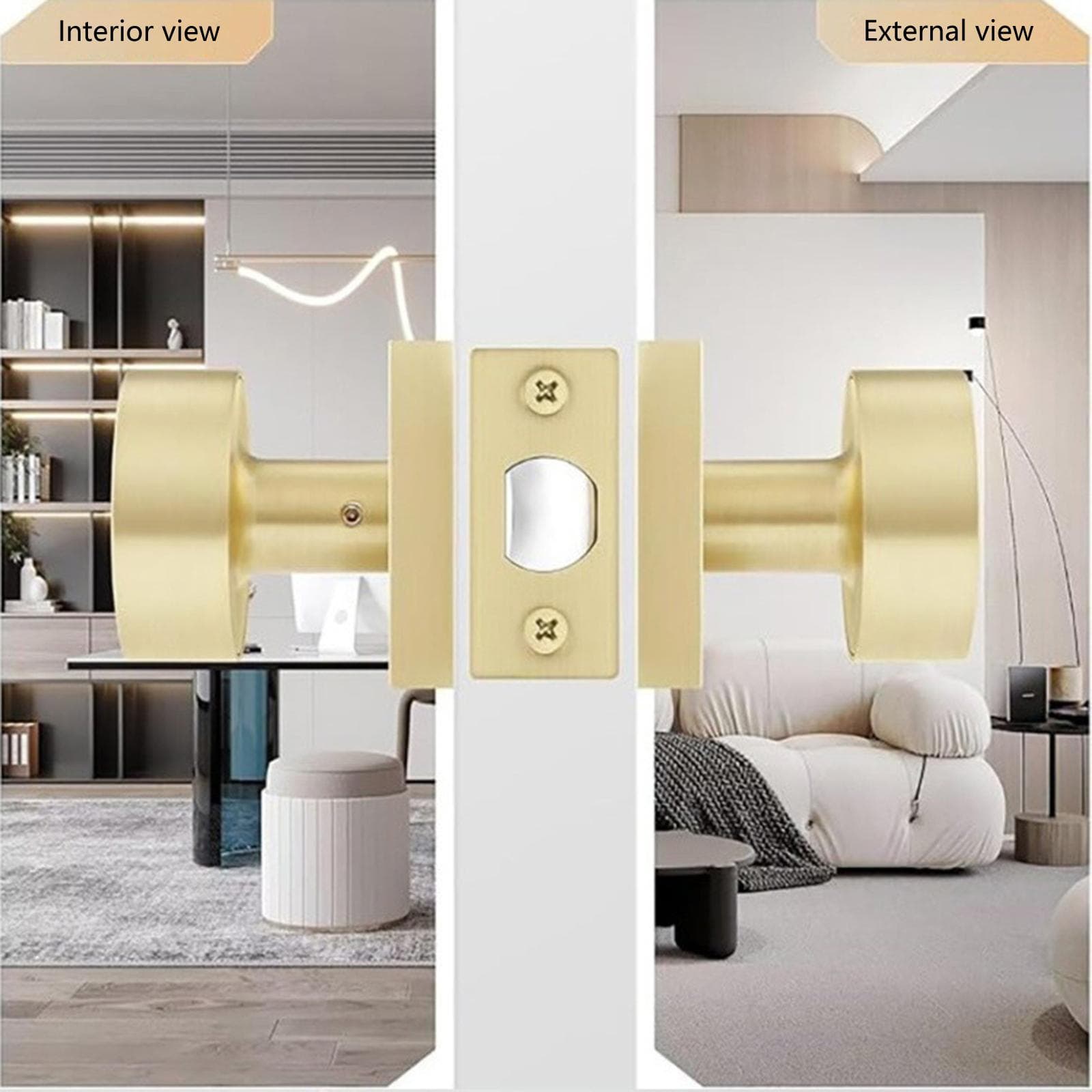 Maçanetas de Porta Interna Douradas Design Quadrado Pesado Maçaneta de Porta Maçanetas de Porta Modernas Atualizações para Quarto e Banheiro com
