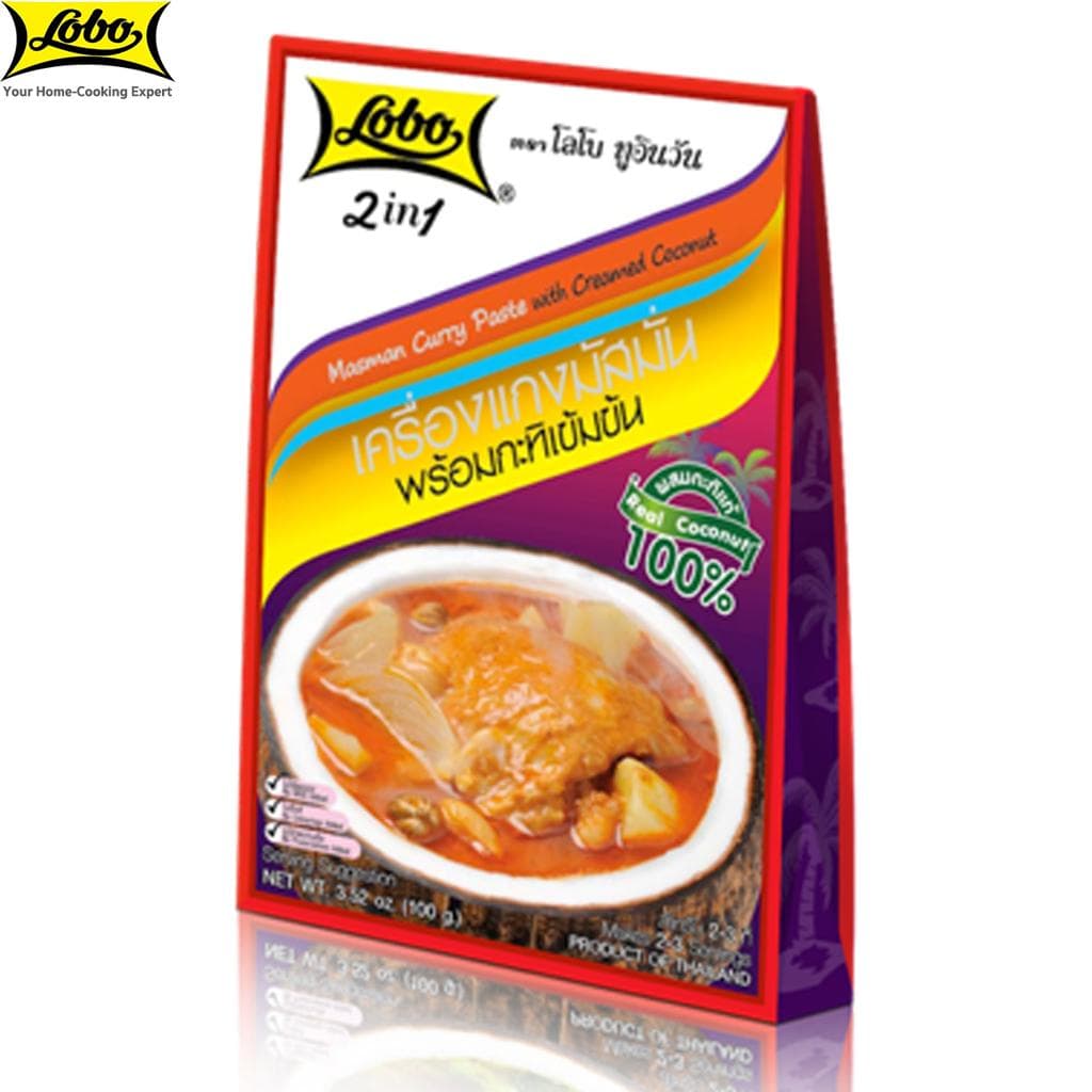 Pasta de curry Lobo Masman com creme de coco, sem adição de MSG, corantes ou conservantes / Rende 2 a 3 porções, comida tailandesa, 100 g