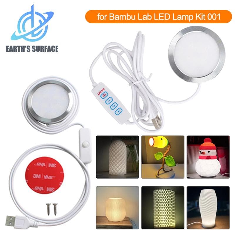 Modelo DIY para Kit de Lâmpada LED Bambu Lab 001 Kit de Luz Bambulab Luz LED Multicolorida Branco Quente Peças para Impressora 3D Sem Carcaça de