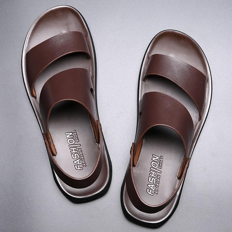 Sandálias masculinas de couro 2024 moda vintage sapatos masculinos de alta qualidade conforto macio casual apartamentos verão praia chinelos cm