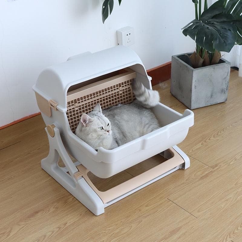 Novo gato semiautomático fácil limpeza aberta grande bacia de areia à prova de respingos gato toalete suprimentos de limpeza para animais de