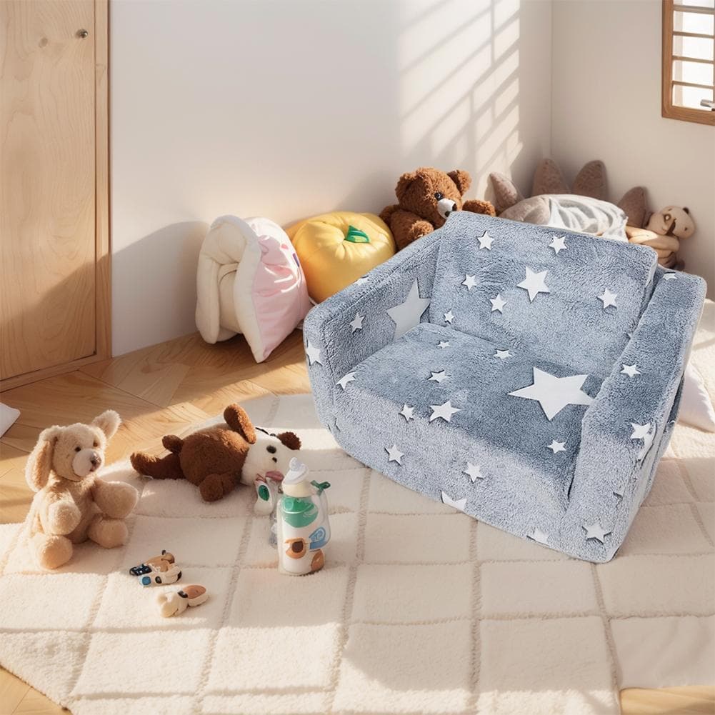 Sofá Infantil Fofo Sofá Dobrável Cadeira de Pelúcia para Criança Sofá Preguiçoso Mini Assento Encosto Infantil Cama Sofá Poltrona Sofá para