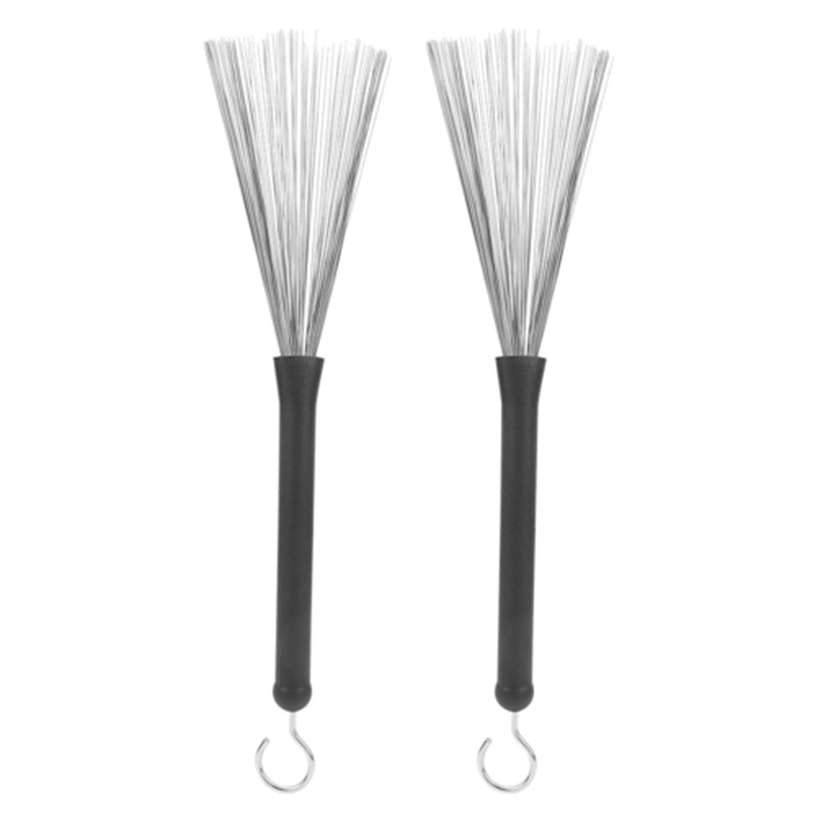 2 pçs tambor escova de borracha aço inoxidável fio retrátil acessórios percussão jazz
