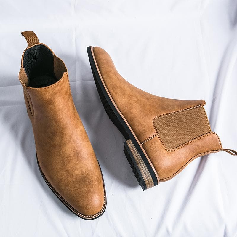 Botas Chelsea da Moda Jovem Adolescente em Couro Macio com Elástico no Cano Curto, Novas Botas Formais para Negócios Elegantes e Básicas cm preto