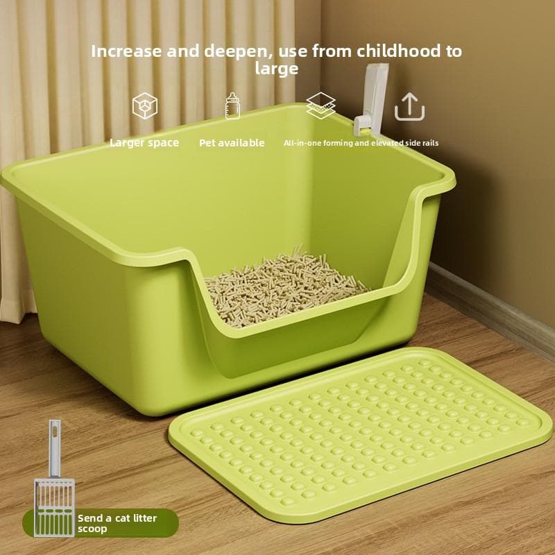 Caixa de Areia para Gatos Extra Grande Semicerrada Caixa de Areia para Gatos Extra Grande à Prova de Respingos Vaso Sanitário Enorme para Maine Coon
