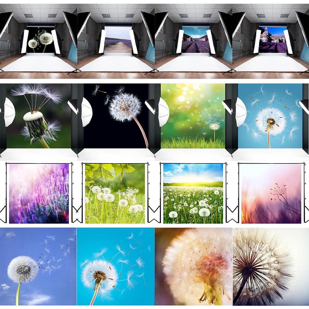 Dandelion Lavender Flowers Garden Photography Background Studio Photo Props Backdrop Wedding Birthday Party