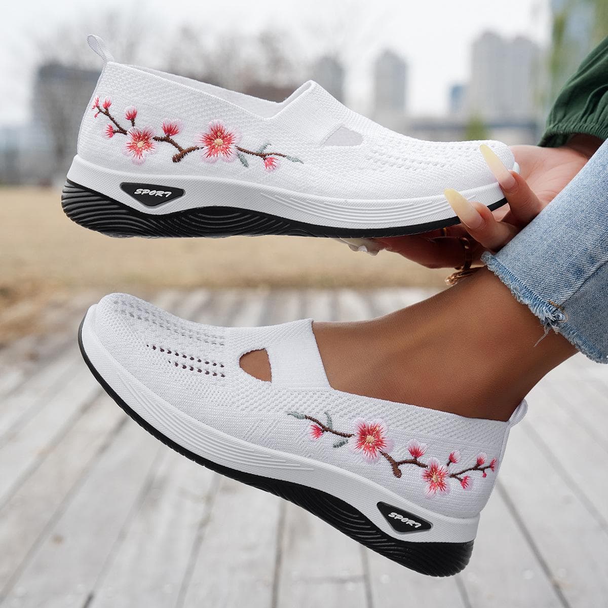 Sapatos Slip-On Femininos para Primavera e Outono, Sapatos Casuais Femininos Confortáveis e Respiráveis, Calçados da Moda e Versáteis Plus Size,