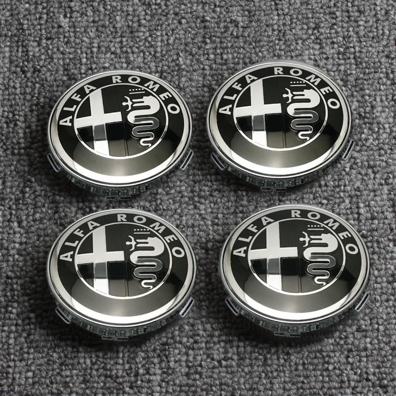 GSPT7 4Pcs Car Emblem Wheel Hub Center Cover Car Accessories For Alfa Romeo Giulietta 159 Mito Giulia Stelvio 147 156 Tonale Brera