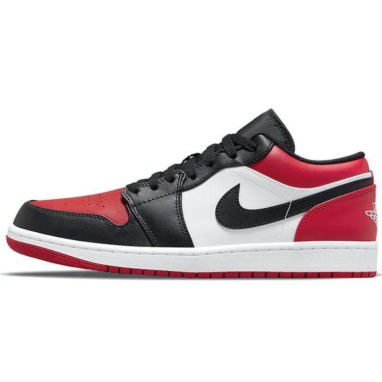 Tênis Masculino Air Jordan 1 Low Bred Toe Vermelho-Gim Preto Branco 553558-612 cm