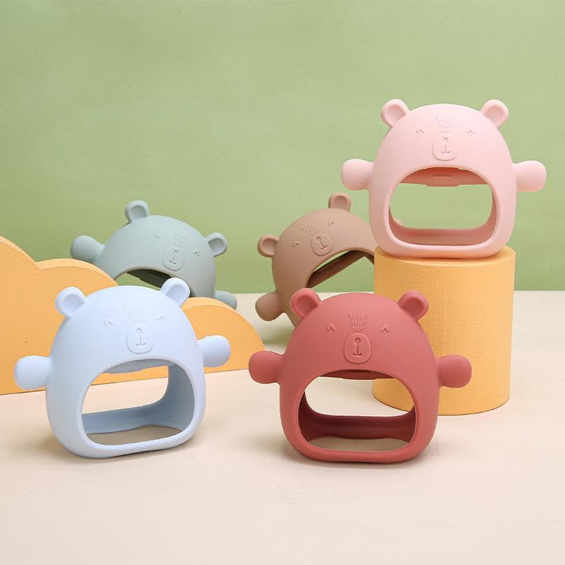 Bear Happy Bite Baby Mushroom Boxing Gloves Molar Rod Pacote Completo Conforto Brinquedo Bebê Mordedor De Silicone Comestível