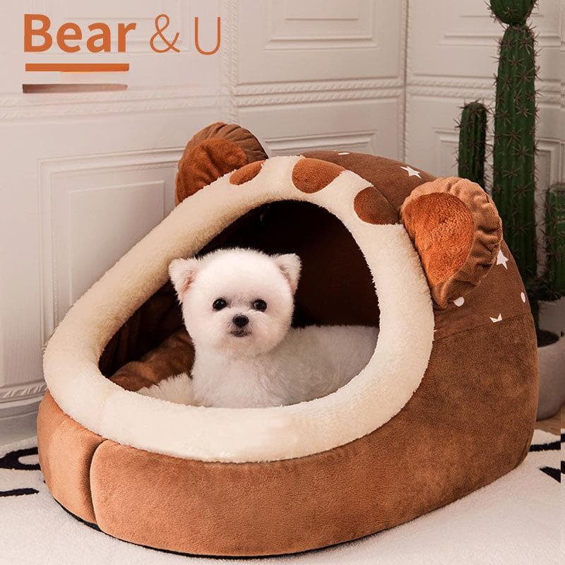 Canil fechado para cães, quente no inverno, universal para todas as estações, cama para cães e gatos pequenos, canil para gatos, removível e