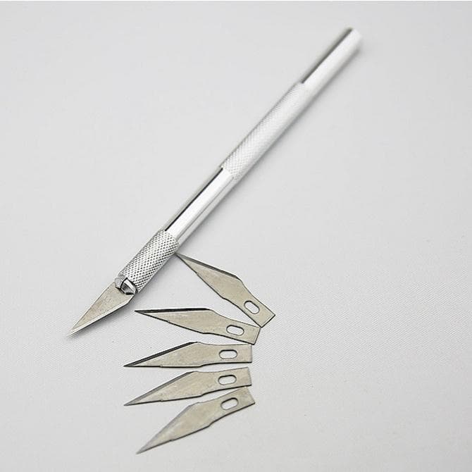 Kit de ferramentas de faca de bisturi de metal antiderrapante cortador de gravura facas artesanais + 6 peças de lâminas para celular