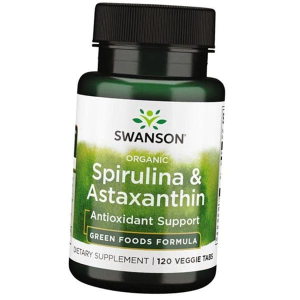 Органическая спирулина и астаксантин, Organic Spirulina & Astaxanthin, Swanson  120вегтаб (71280082)