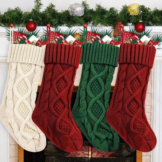 Meias de Natal 20 Polegadas Grandes Meias Tricotadas em Cabo Pendurar na Lareira Sacos de Guloseimas para Árvore de Natal Decoração de Casa de