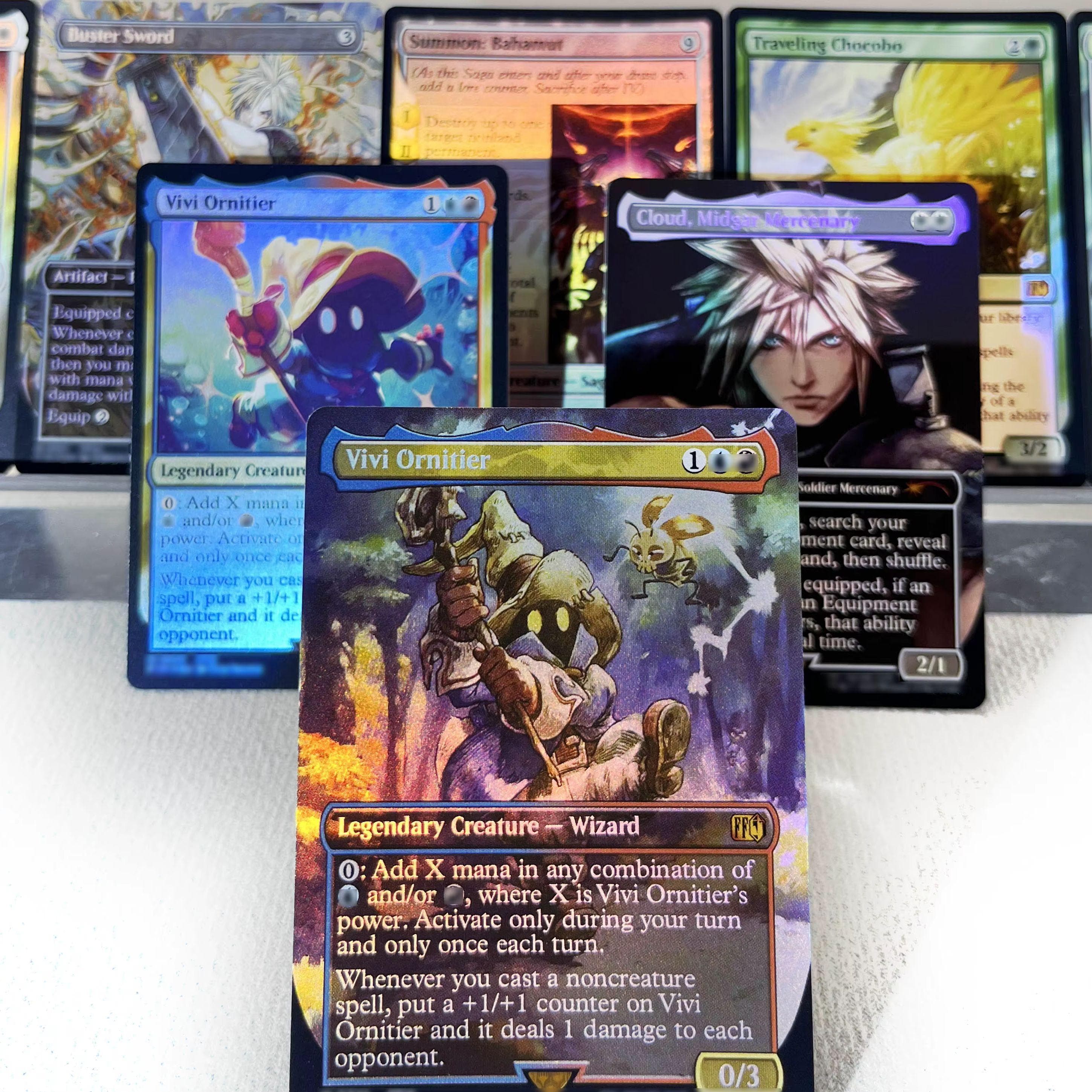 FIN FIC FOIL4-001 Tcg proxy cartas mágicas Nuvem, Mercenário de Midgar Invocar Bahamut Vivi Ornitier Relâmpago, Exército de Um reunir