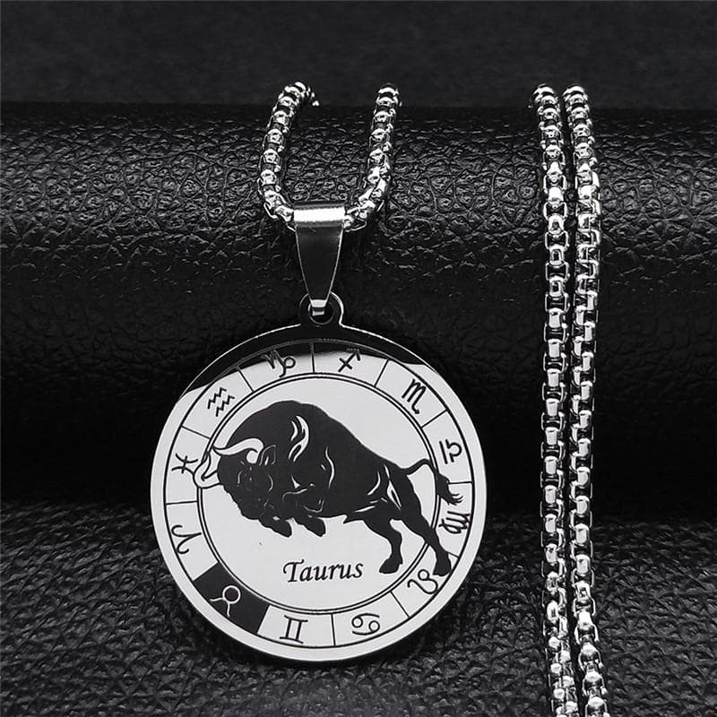 Colar com pingente de 12 constelações, colar com signo de touro do zodíaco para homens e mulheres, para melhor amigo, família, presente de