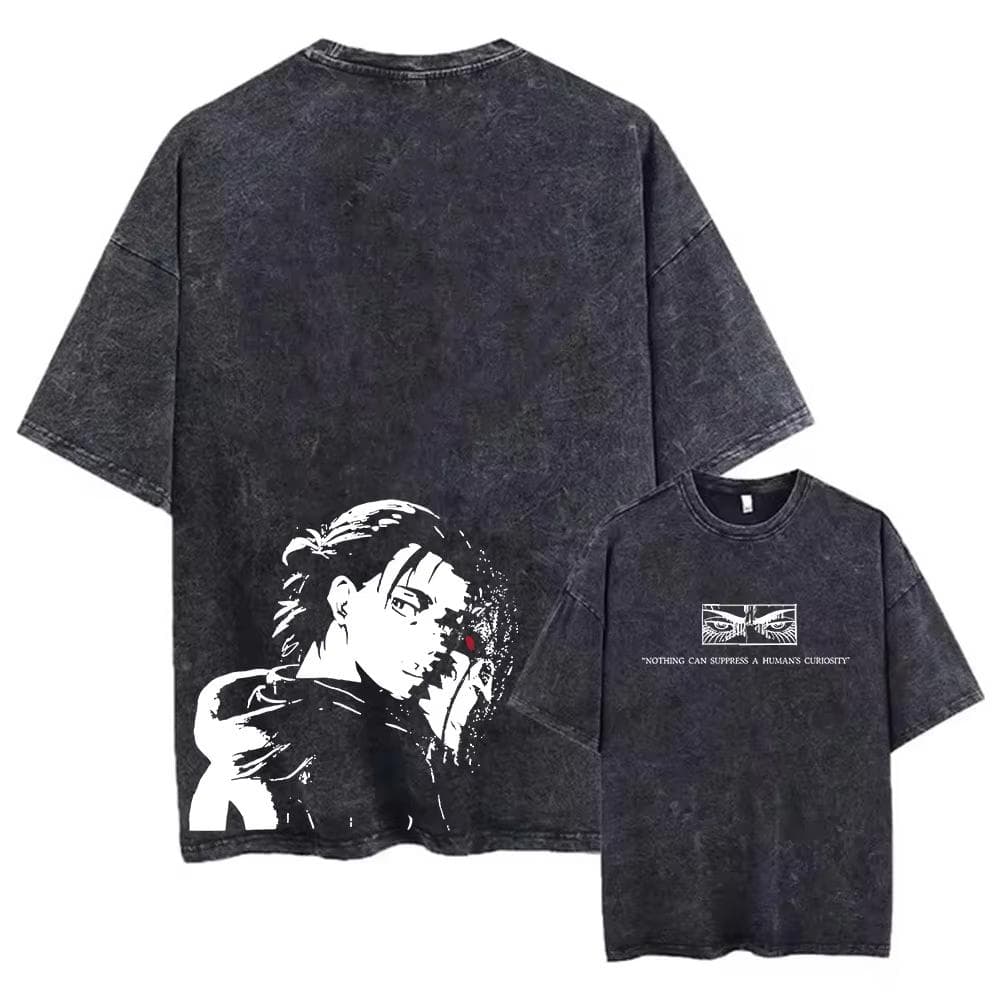 Camisetas Estonadas Anime Attack On Titan Retro Punk Gótico Algodão Vintage Camiseta Harajuku Casual Masculina Manga Curta Top Tee cm