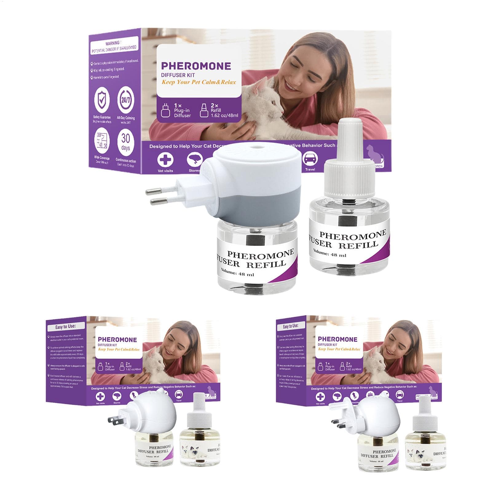 Difusor de Feromônios para Gatos de Longa Duração Difusor de Feromônios para Acalmar Animais de Estimação Suprimentos para Conforto Silencioso