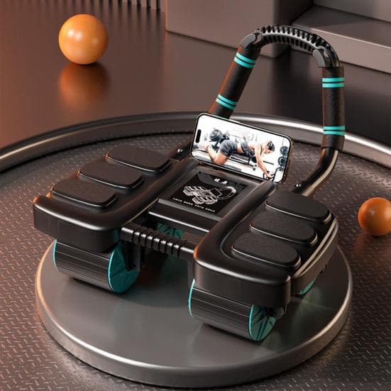 Roda de rolo abdominal com suporte de cotovelo de rebote automático para homens e mulheres, treino básico, 4 rodas, exercitador abdominal,