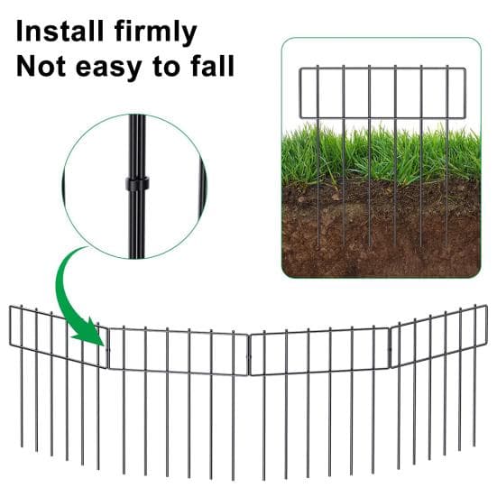 5 Peças Cerca Barreira para Animais Sem Escavação Ferro Cerca de Jardim Metal à Prova de Ferrugem Bordadura para Coelhos e Cães Defesa de Chão