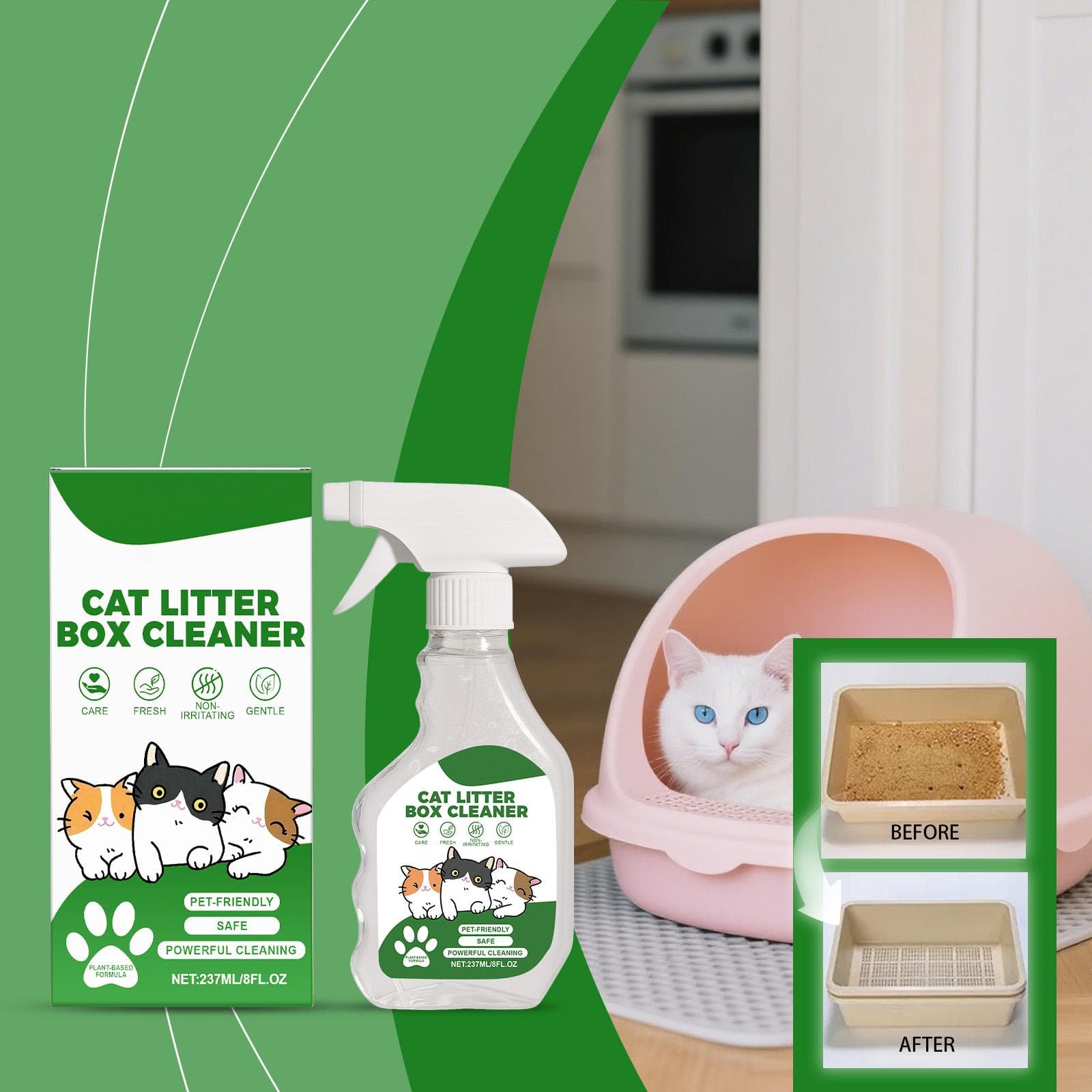 Limpador de Caixa de Areia para Gatos, Vaso Sanitário para Animais de Estimação e Líquido de Limpeza, Produtos para Gatos, Ingredientes Suaves,
